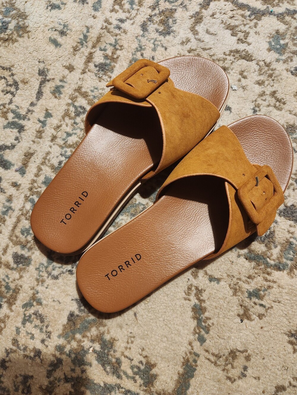 torrid Suede Buckle Slide Sandals in Brown